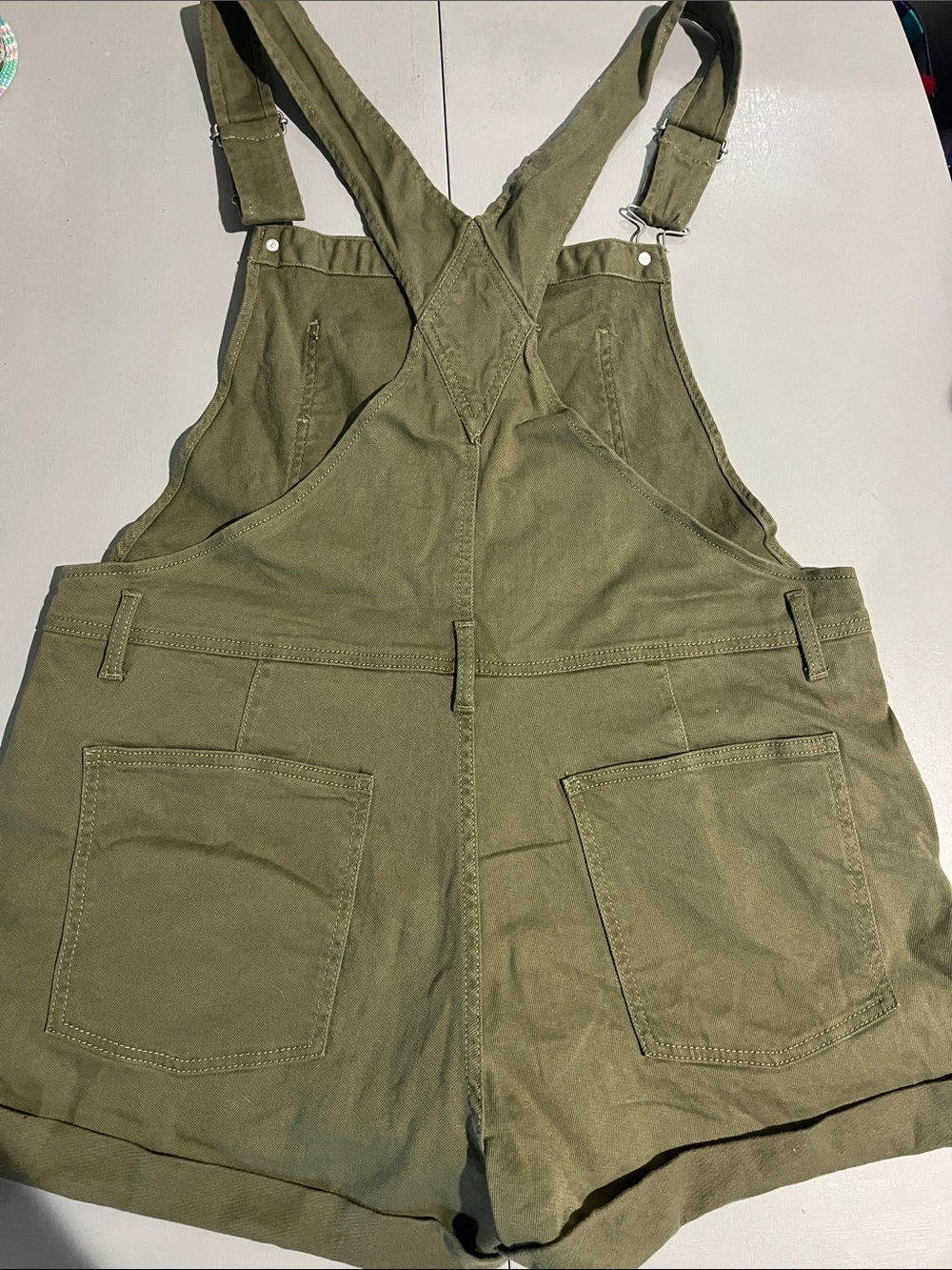 No Boundaries Olive Green Short Overalls - Picture 10 of 14